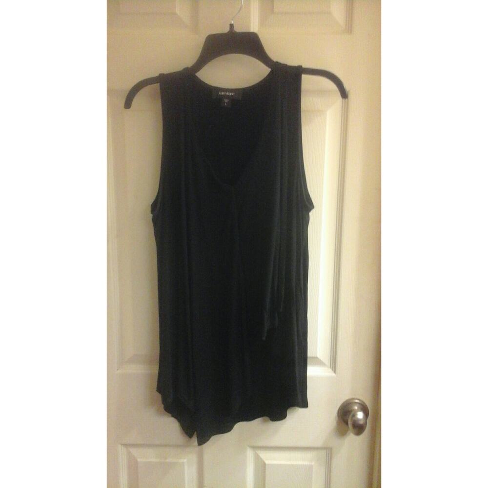 Karen Kane Blouse women's size large, black sleeveless, asymmetrical Front Flowy